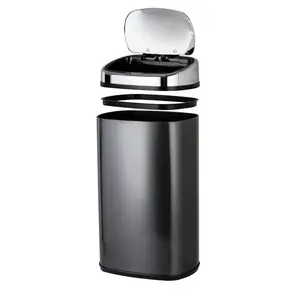 Steel Motion Sensor Rubbish Bin - 58L Charcoal