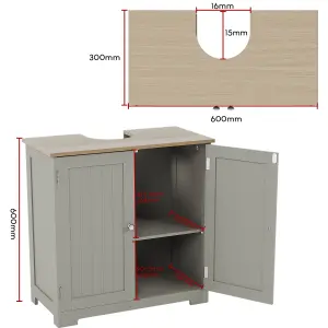 Bath Vida Priano Grey 2 Door Under Sink Bathroom Cabinet Freestanding Under Basin Storage