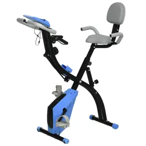 HOMCOM 2-In-1 Folding Exercise Bike with 8-Level Magnetic Resistance Blue