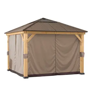 Curtain Set for Sunjoy Cedar wood Gazebo - 273cm x 273cm, Khaki