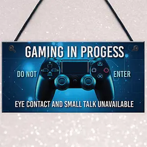 Red Ocean Funny Gamer Gift - Gaming In Progress Games Room Sign - Gaming Sign For Boys Bedroom Man Cave