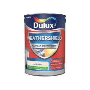 Dulux Weathershield Magnolia Smooth Matt Masonry paint, 5L