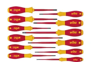 Wiha Screwdriver Phillips Slotted PlusMinus Pozidrive Flat Head 12pcs Set 41003