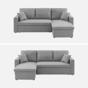 sweeek. 3-seater reversible corner sofa bed with storage Ida Light Grey 219x84x68 cm