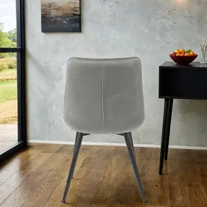 Velvita Grey Luxury Velvet With Black Legs Dining Chair