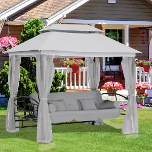 Outsunny 3 Seater Swing Chair Hammock Gazebo Patio Bench Outdoor Light Grey