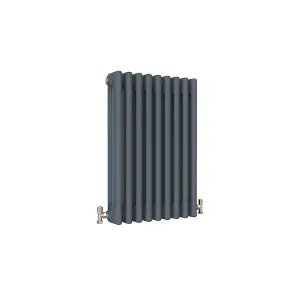 Horizontal Anthracite Triple Column Radiator (H) 600mm x (W) 425mm, 2680 BTU.