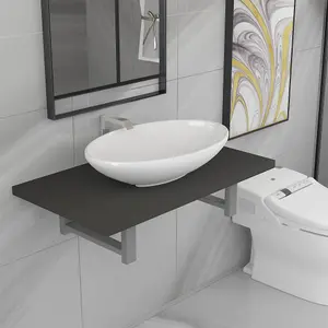 Berkfield Two Piece Bathroom Furniture Set Ceramic Grey