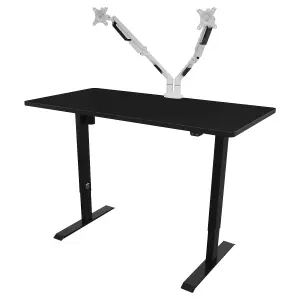 Dellonda Black Electric Adjustable Standing Desk, Quiet, Home Office, 1400x700mm