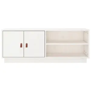 Berkfield TV Cabinet White 105x34x40 cm Solid Wood Pine