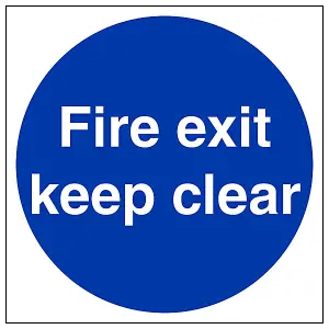 Fire Exit Keep Clear Door Safety Sign - Adhesive Vinyl 300x300mm (x3)