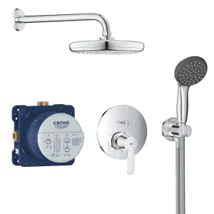 Get Perfect Chrome effect Recessed Ceramic Shower kit Set