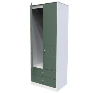 Toledo 2 Door 2 Drawer Wardrobe in Labrador Green & White (Ready Assembled)