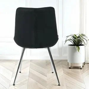 Velvita Black Luxury Velvet With Silver Legs Dining Chair