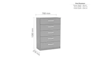 Birlea Lynx 5 Drawer Chest Grey