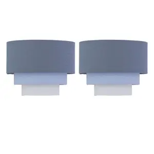 First Choice Lighting Set of 2 Gabi Blue Ombre Linen 22cm Table Lamp Shades