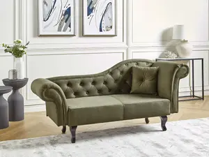 Right Hand Velvet Chaise Lounge Olive Green LATTES II