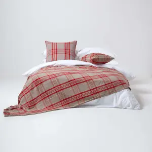 Homescapes Grey & Red Tartan Check Sofa and Bed Throw, 255 x 360 cm