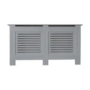 Matt Grey Horizontal Line Radiator Cover - Large