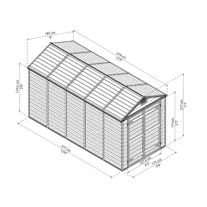 Palram - Canopia Skylight 12x6 ft Apex Dark grey Plastic 2 door Shed with floor