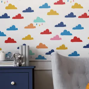 Joules Multicolour Rainbow cloud Smooth Wallpaper Sample