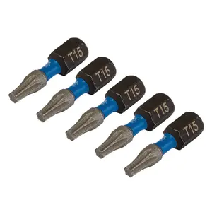 Draper Expert TX-STAR Impact Screwdriver Bits, T15 x 25mm, 1/4" Hex (Pack of 5) 05492