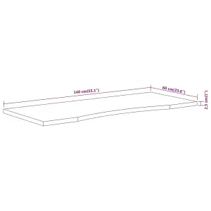 Berkfield Desk Top 140x60x2.5 cm Rectangular Solid Wood Acacia