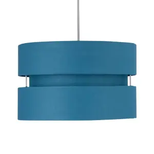 First Choice Lighting Pair of Teal Layered Easy Fit Light Shades