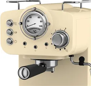 Swan Retro Espresso Coffee Machine With Milk Frother, Steam Pressure Control,Detachable Water Tank Swan Colour: Cream