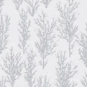 GoodHome Jatoba White Silver glitter effect Tree Textured Wallpaper Sample