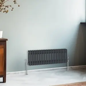 Right Radiators 300x1010 mm Horizontal Traditional 2 Column Cast Iron Style Radiator Anthracite