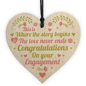 Red Ocean Congratulations On Your Engagement Mr Mrs Wedding Gift Handmade Wooden Heart Plaque Couple Gifts