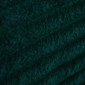 Faux Fur Ribbed Fleece Duvet Cover Bedding Set, Green - Superking