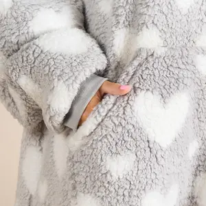 Heart Hoodie Blanket Extra Long Giant Oversized Wearable Soft Throw, Charcoal