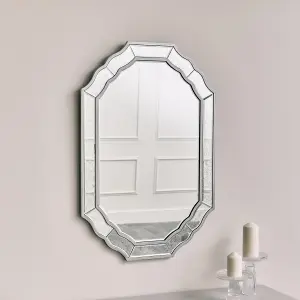 Melody Maison Large Antique Glass Framed Silver Wall Mirror 60cm x 90cm