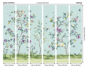 Origin Murals Oriental Flower Tree Blue Matt Smooth Paste the Wall Mural 300cm wide x 240cm high