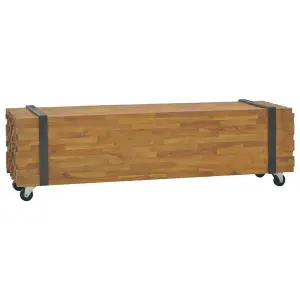 Berkfield TV Stand 110x30x32.5 cm Solid Teak Wood