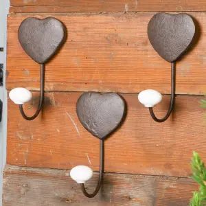 Traditional Cast Iron Vintage Heart Shaped Wall Hooks