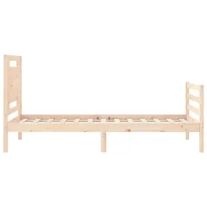 Berkfield Bed Frame with Headboard Small Single Solid Wood