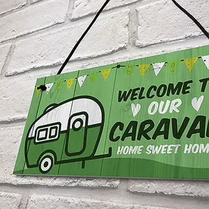 Caravan Sign Hanging Door Wall Plaque Welcome Sign Campervan Motorhome Sign