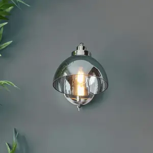 Luminosa Caspa Glass Wall Lamp, Bright Nickel Plate, Mirrored Glass