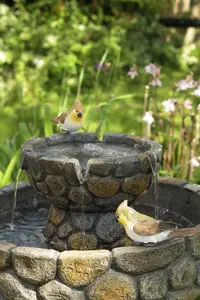 Primrose Cobbled Solar Powered Bird Bath Outdoor Water Feature Fountain H68cm