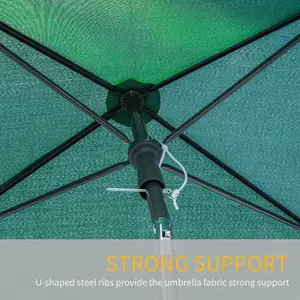 Outsunny Aluminium Sun Umbrella Parasol Patio Rectangular 2M x 1.3M Green