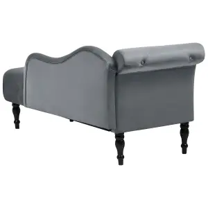 Left Hand Velvet Chaise Lounge Grey IVRY