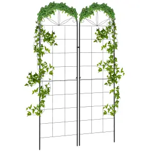 Outsunny Set of 2 Metal Trellis for Climbing Plants, Grid Design, 50 x 180cm