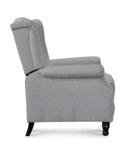 Fabric Linen Light Grey Marianna Manual Recliner Wingback Chair