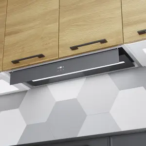 GoodHome Bamia GHIH80 Glass Inset Cooker hood (W)80cm - Gloss black