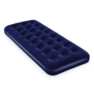 Inflatable Single Flocked Comfort Air Bed Camping Mattress Airbed Blue Travel