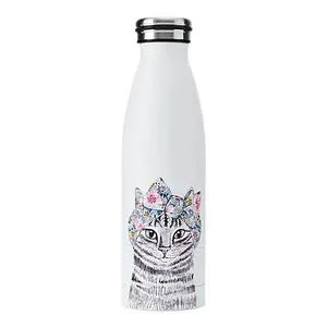 Mikasa Tipperleyhill Cat Double-Walled 500ml Stainless Steel Water Bottle