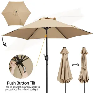 Yaheetech Tan 2.3m Tiltable Patio Parasol Market Umbrella with Crank